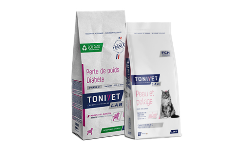 Tonivet gamme de nourriture diététique pour chiens et chats